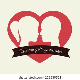 Wedding design over beige background, vector illustration