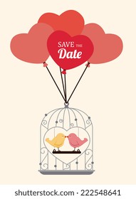 Wedding design over beige background, vector illustration