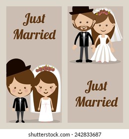 Wedding design over beige background, vector illustration.