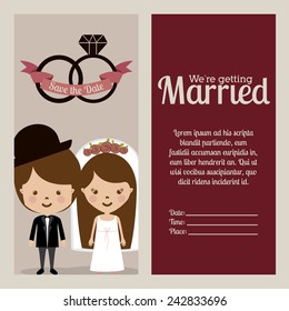Wedding design over beige background, vector illustration.