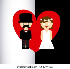 wedding design over black and gray  background vector illustration   