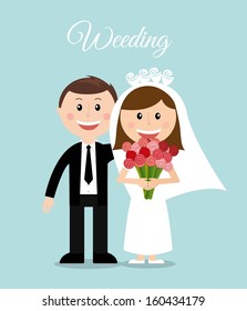 wedding design over blue background vector illustration