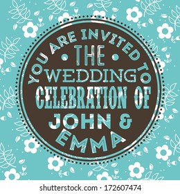 wedding design over blue background vector illustration