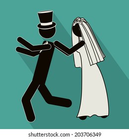 Wedding design over blue background, vector illustration