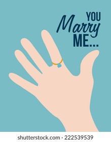 Wedding design over blue background, vector illustration 