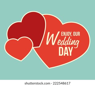 Wedding design over blue background, vector illustration