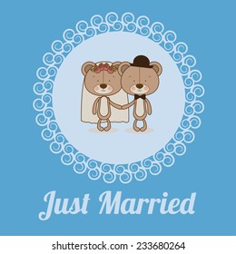 Wedding design over blue background, vector illustration.
