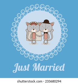 Wedding design over blue background, vector illustration.