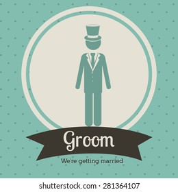 Wedding design over blue background, vector illustration
