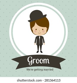 Wedding design over blue background, vector illustration