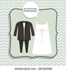 Wedding design over blue background, vector illustration