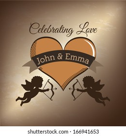 wedding design over bronze background vector illustration