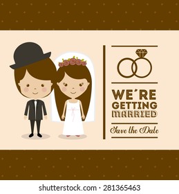 Wedding design over brown background, vector illustration