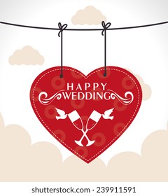 Wedding design over cloudscape background, vector illustration. Wedding design over cloudscape background, vector illustration.