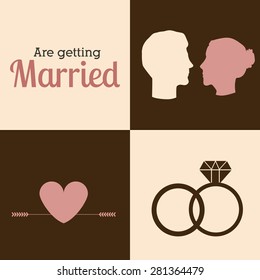 Wedding design over colored background, vector illustration