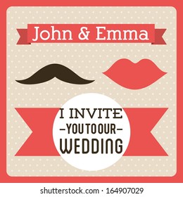 wedding design over dotted background vector illustration