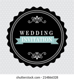 wedding design over dotted background vector illustration