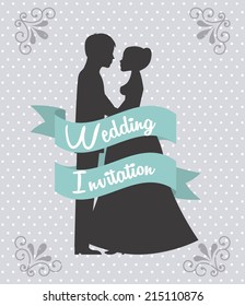 wedding design over dotted  background vector illustration