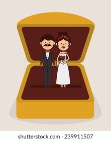 Wedding design over gray background, vector illustration.
