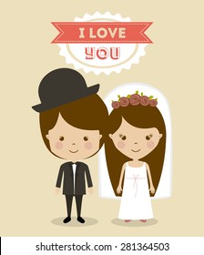 Wedding design over pastel background, vector illustration