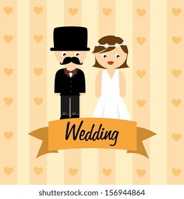 wedding design over pattern background vector illustration   