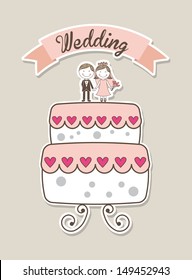 wedding design over pink background vector illustration 