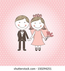 wedding design over pink background vector illustration   