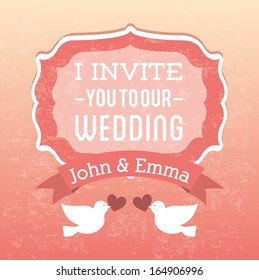 wedding design over pink  background vector illustration
