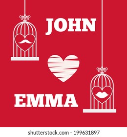 Wedding design over pink background, vector illustration