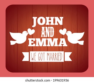 Wedding design over pink background, vector illustration