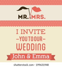 Wedding design over pink background, vector illustration