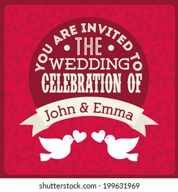 Wedding design over pink background, vector illustration
