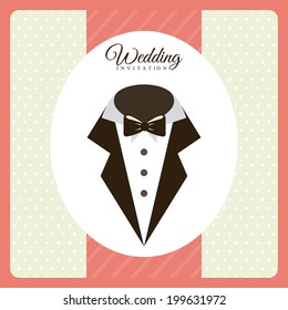 Wedding design over pink background, vector illustration