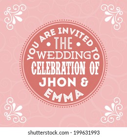 Wedding design over pink background, vector illustration