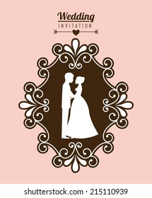 wedding design over pink background vector illustration