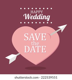 Wedding design over pink background, vector illustration