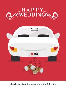 Wedding design over pink background, vector illustration.