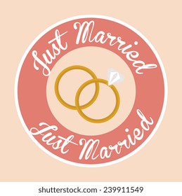 Wedding design over pink background, vector illustration.