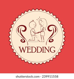 Wedding design over pink background, vector illustration.