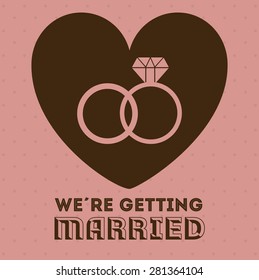 Wedding design over pink background, vector illustration