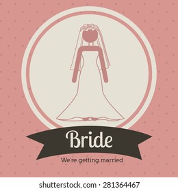 Wedding design over pink background, vector illustration