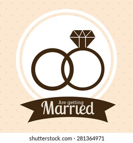 Wedding design over pink background, vector illustration