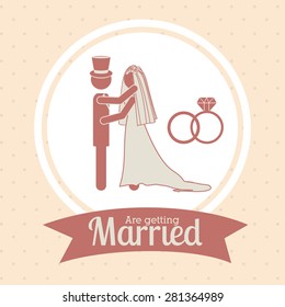 Wedding design over pink background, vector illustration