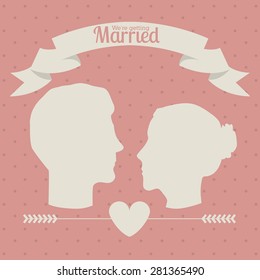 Wedding design over pink background, vector illustration
