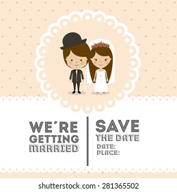Wedding design over pink background, vector illustration