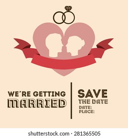 Wedding design over pink background, vector illustration