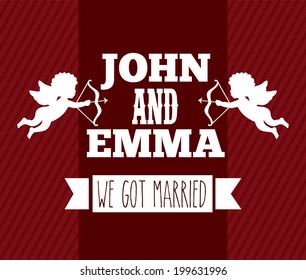 Wedding design over red background, vector illustration
