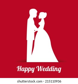 wedding design over red background vector illustration