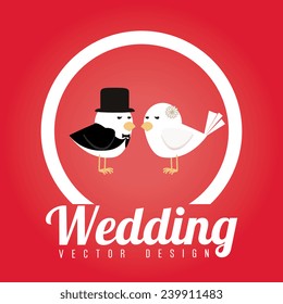 Wedding design over red background, vector illustration.