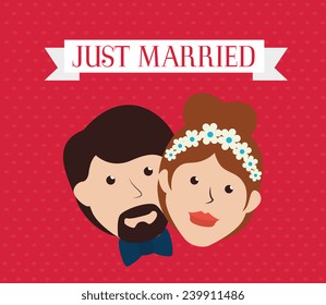 Wedding design over red background, vector illustration.